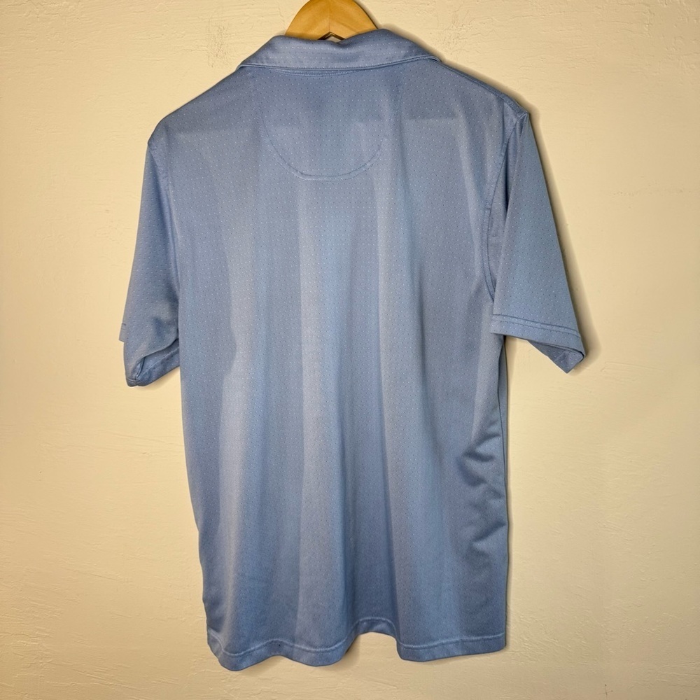 Pebble Beach Dry Luxe Performance Polo Size Large Light Blue Print - Picture 6 of 7